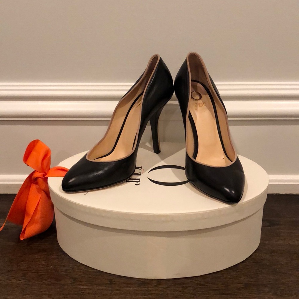 Black pointed toe stilettos